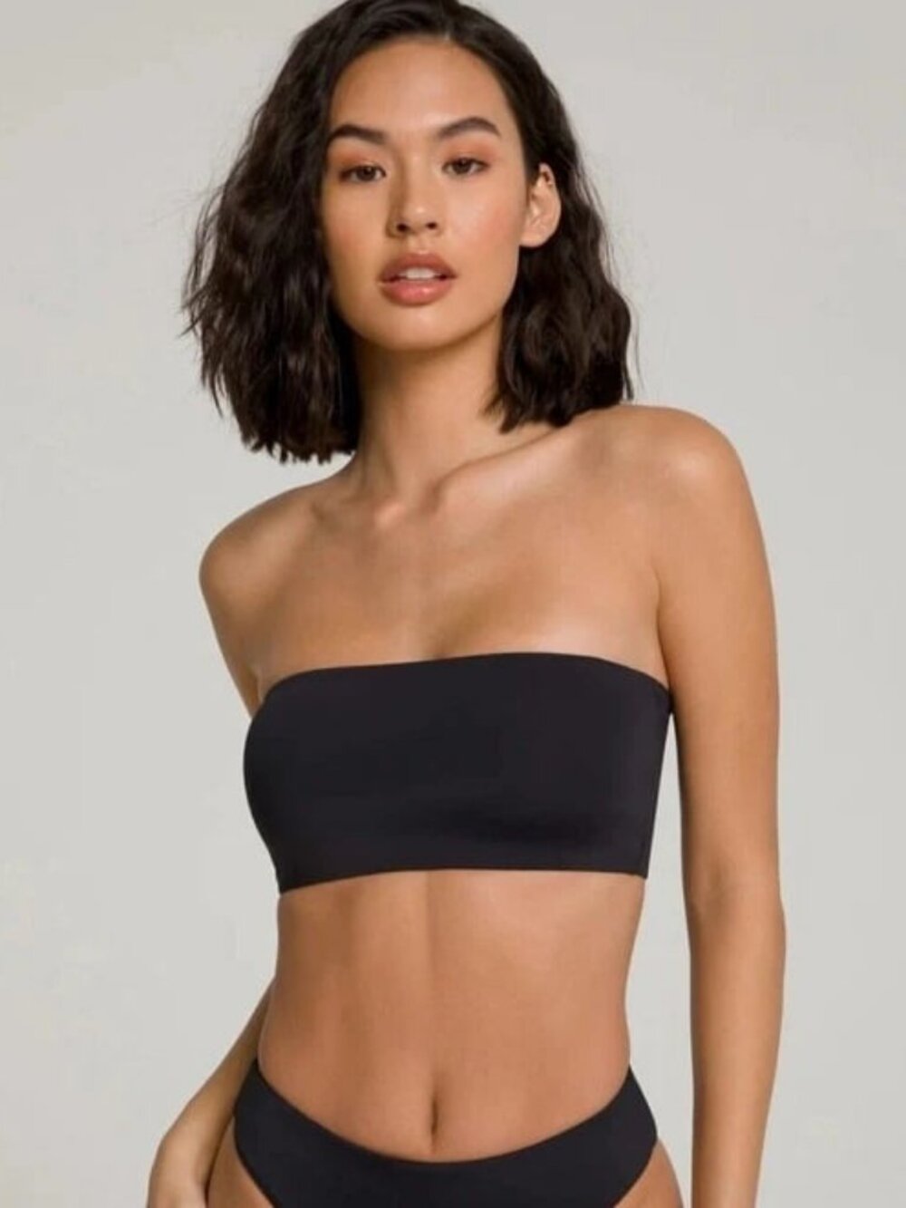 GOOD AMERICAN Better Band Bandeau Bikini Swim Top Black (2)M NWT